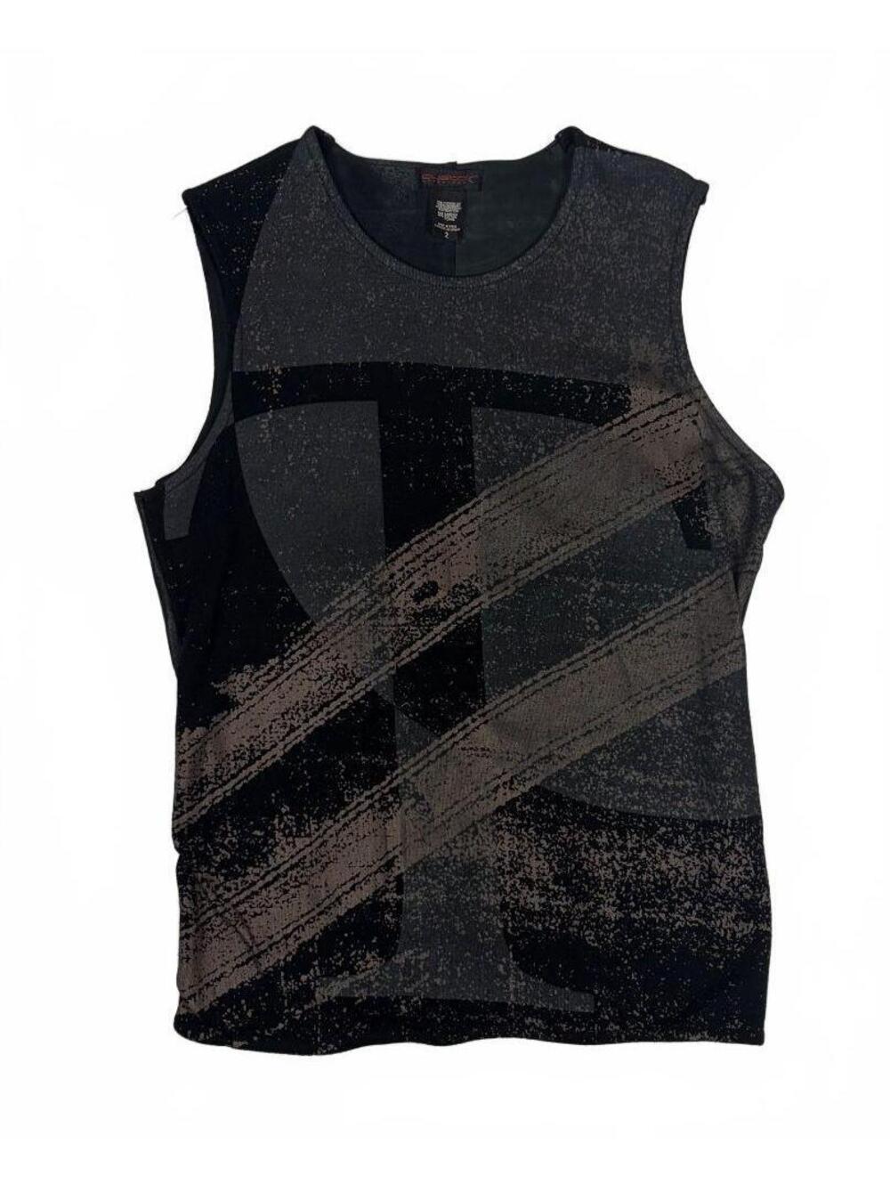 Vintage Grunge Custo Barcelona Leather Cotton vest Top Sz 2 Graphic print Spain